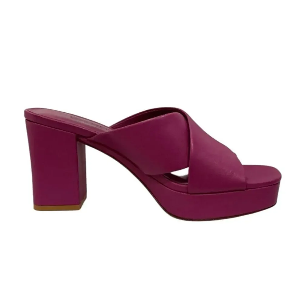 Charlotte Stone Sylvia Platform Mules Grape Purple Leather Heels Size 9 - Picture 2 of 10